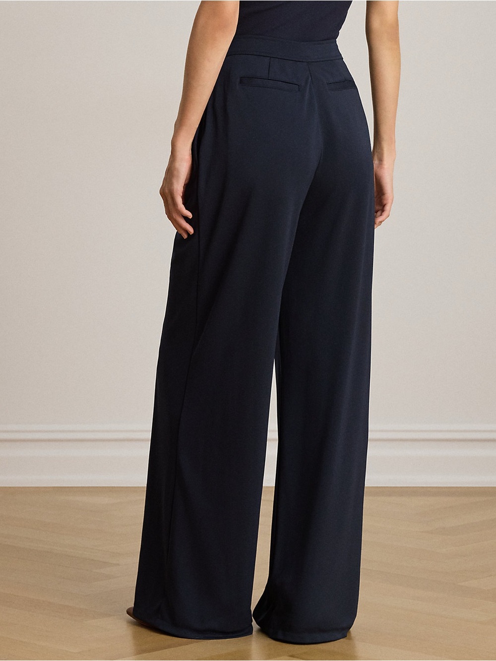 Lauren Ralph Lauren Navy Wide-Leg High-Waist Trousers - Picture 4 of 9